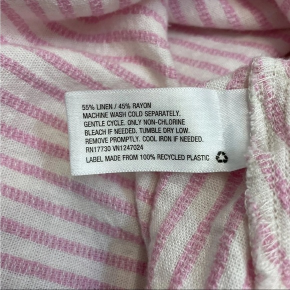 Alexis x Target Linen Blend Pink White Stripe Belted Button Mini Dress - Picture 11 of 12